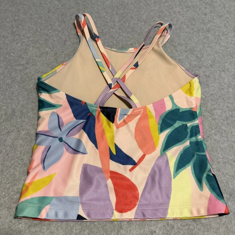 Tea Brand Girls Swim Top Long Sleeved bright And Colorful All Over Bird Print 12